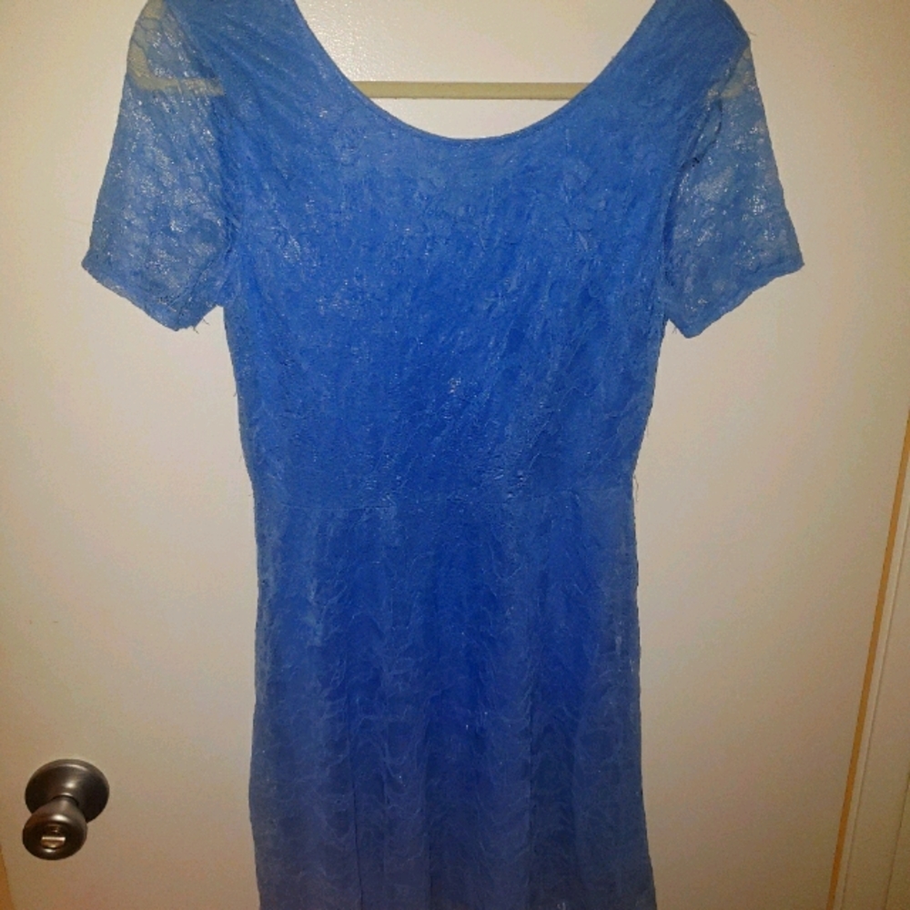 Blue lace A-line dress